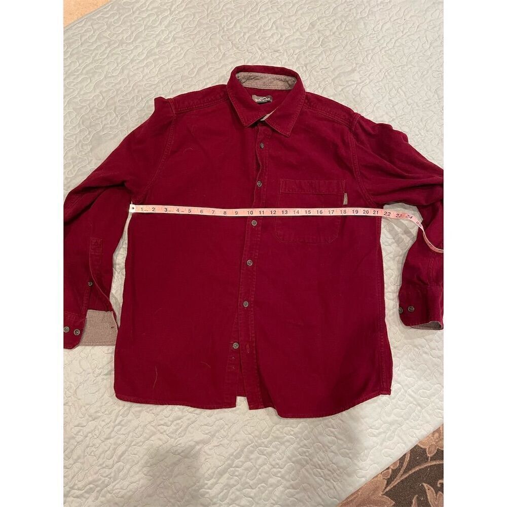 Eddie Bauer Men's L Red Long Sleeve Flannel Button-Up Shirt Casual